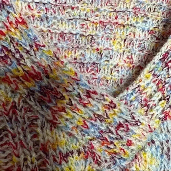 Time And True Cable  Knit Sweater V-Neck White/Multicoloured Size Large - Picture 5 of 16